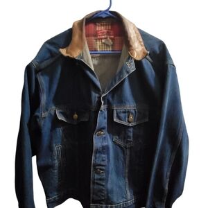 Marlboro Blue and Brown Jean Jacket And Painted
